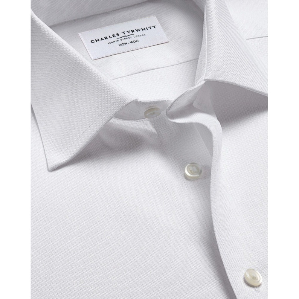 Charles Tyrwhitt Mens Non-Iron Royal Oxford Shirt White Extra Slim Fit 16.5 34